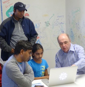 Stephen Wolfram took the opportunity to teach programming using the Wolfram Language to several kids and their excited parents.