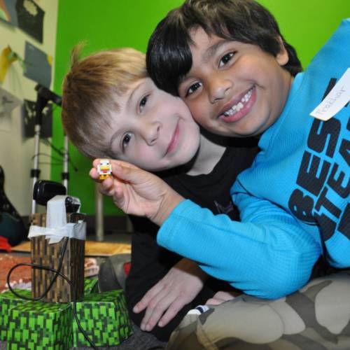 Boys with Minecraft Toys at Empow Studios