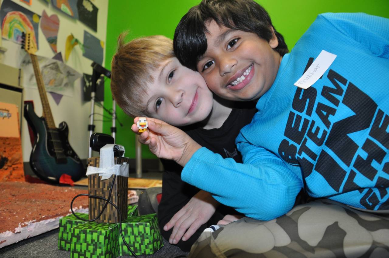 Boys with Minecraft Toys at Empow Studios