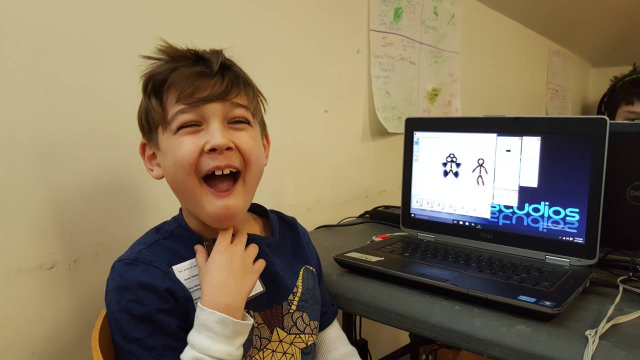 Boy on computer learning Digital Animation at Empow Studios