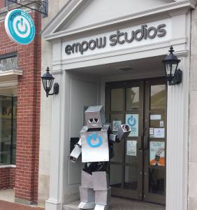 Robot in front of Empow Studios in Lexington